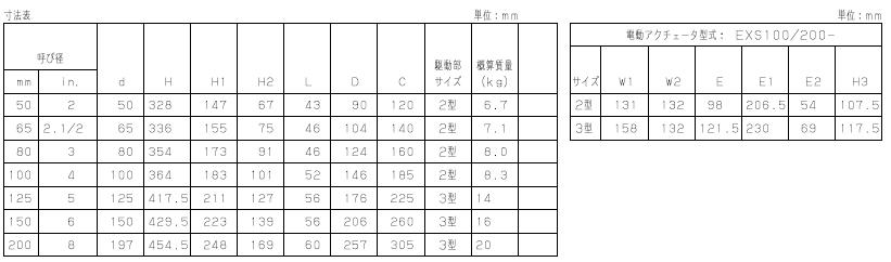 EXS200-10DJ电动蝶阀外形尺寸